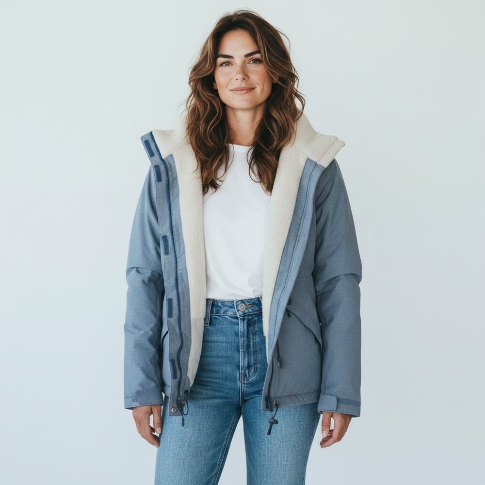 The North Face Blue Sherpa Lined Hooded Parka Jacket XL dry vent heat seeker